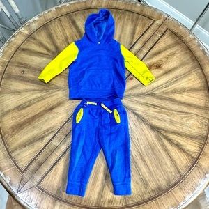 EUC Cat & Jack Toddler Boys’ Blue/Lime Green Hoodie and Sweatpants — Size 2T